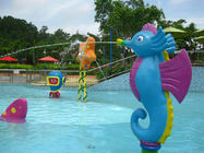 Les jeux de l'eau badinent la couleur amicale de bleu de jet de hippocampe de bande dessinée de parcs aquatiques