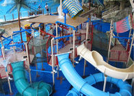 Terrain de jeu extérieur coloré d'Aqua, glissière d'eau d'enfants de la fibre de verre 29x27m